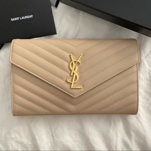 SOLD //YSL Wallet on Chain - Dark Beige